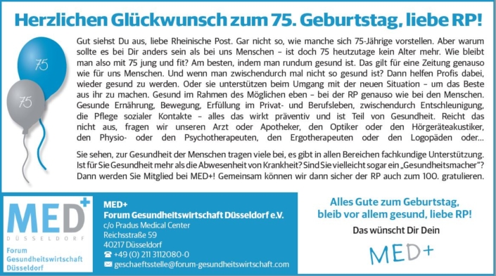 Herzlichen Glückwunsch Zum 75. Geburtstag, Liebe RP! - MedPlus ...